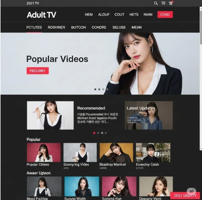 야동티비의 초기 메인 페이지로, 깔끔한 레이아웃과 직관적인 탐색 바가 돋보임 야동티비의 초기 메인 페이지로, 깔끔한 레이아웃과 직관적인 탐색 바가 돋보임