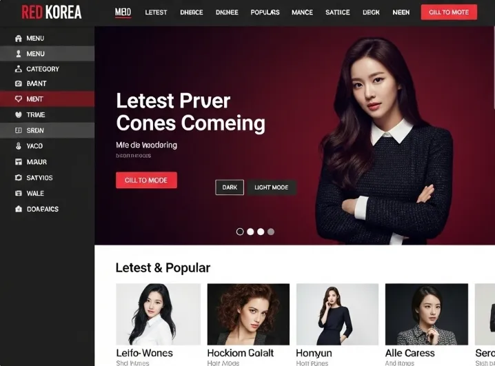레드코리아의 메인 페이지 스크린샷. 깔끔하고 직관적인 UI, 다양한 카테고리 메뉴, 최신 및 인기 콘텐츠가 강조된 현대적인 레이아웃 레드코리아의 메인 페이지 스크린샷. 깔끔하고 직관적인 UI, 다양한 카테고리 메뉴, 최신 및 인기 콘텐츠가 강조된 현대적인 레이아웃