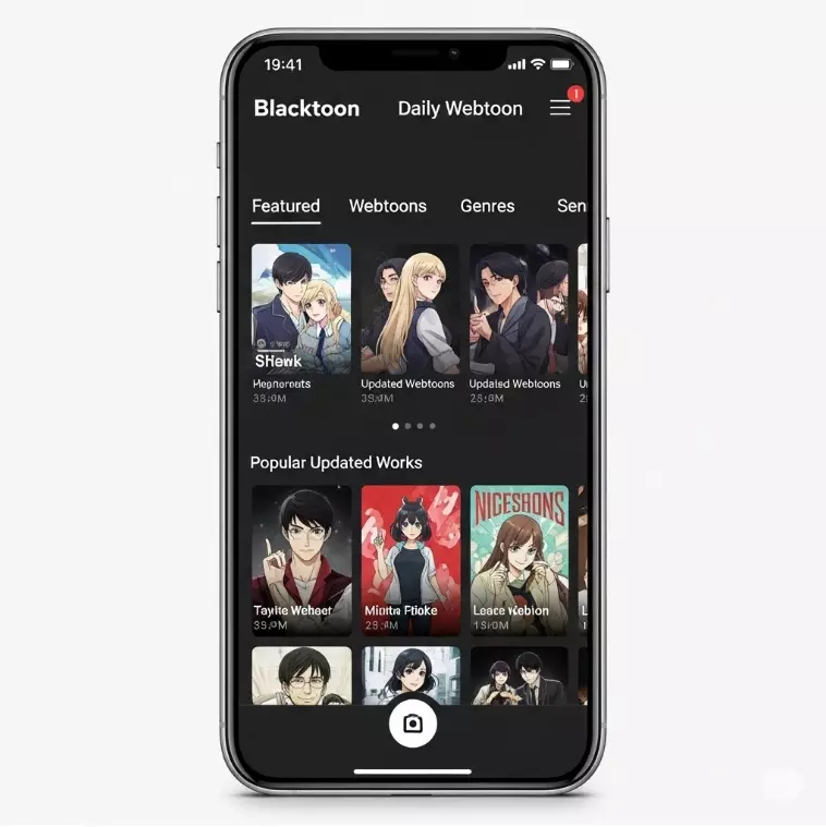 블랙툰의 요일별 웹툰 섹션 블랙툰의 요일별 웹툰 섹션