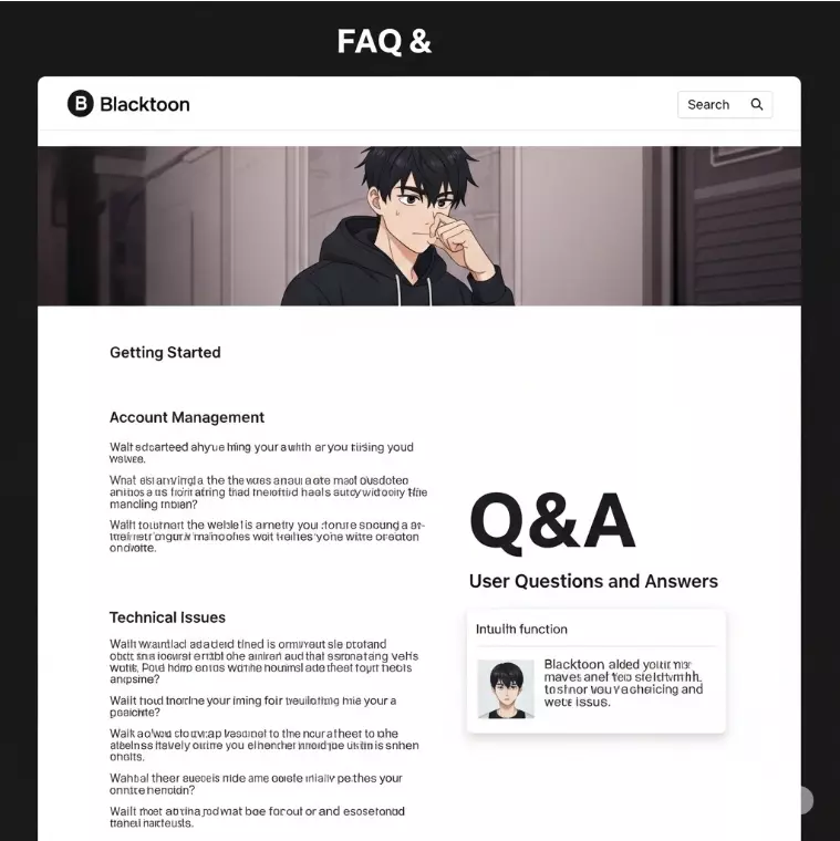 블랙툰의 FAQ 섹션 블랙툰의 FAQ 섹션