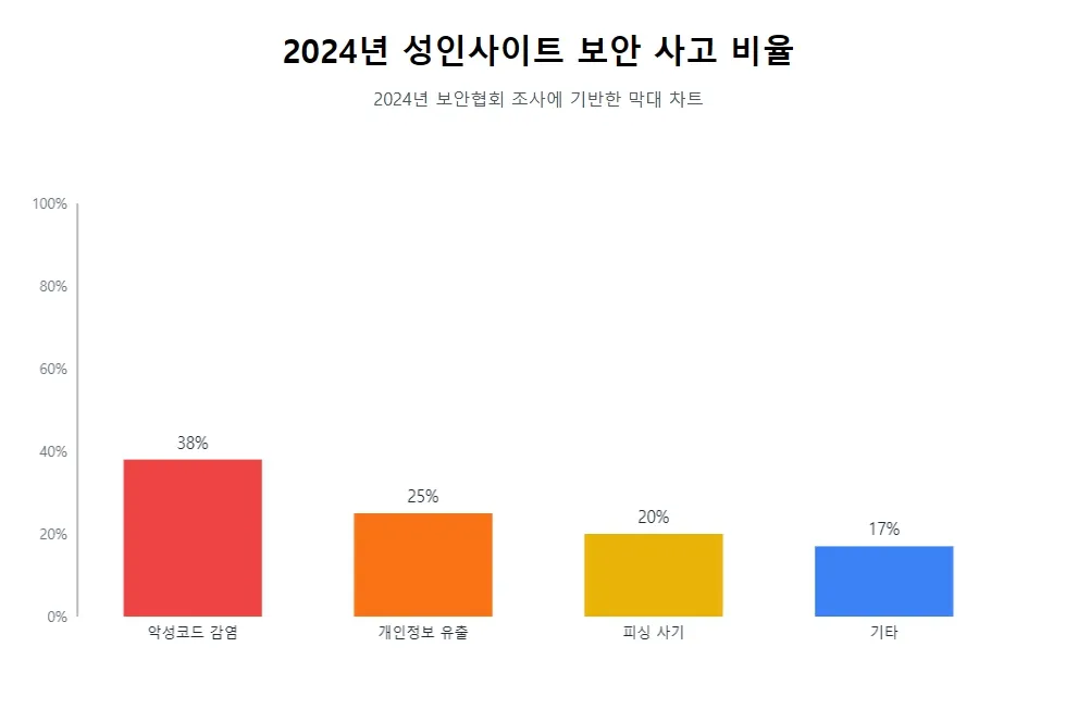 2024년 성인사이트 보안 사고 비율 2024년 성인사이트 보안 사고 비율