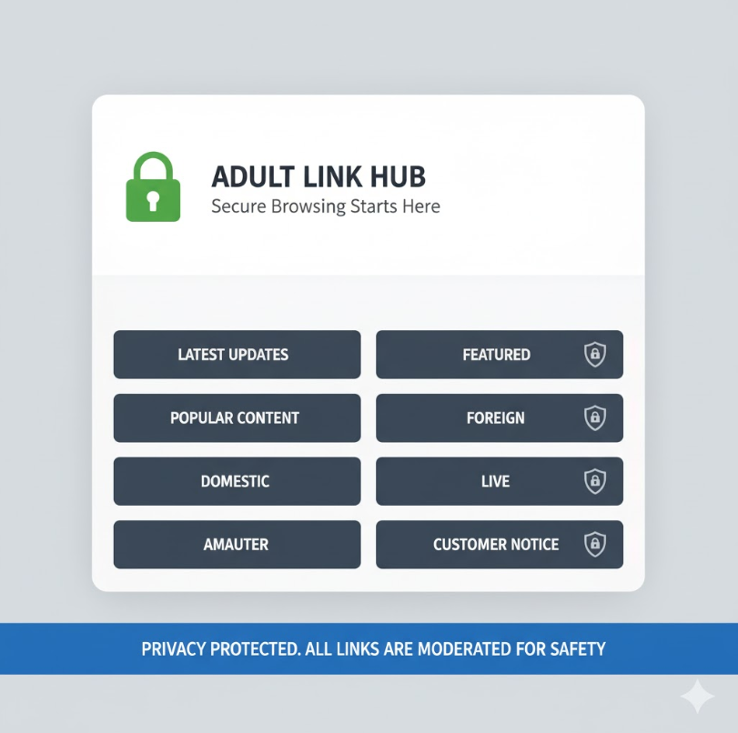 성인 링크모음 사이트의 보안성을 강조한 이미지. HTTPS 자물쇠 아이콘과 깔끔한 카테고리 UI가 포함된 스크린샷 스타일 그래픽.
